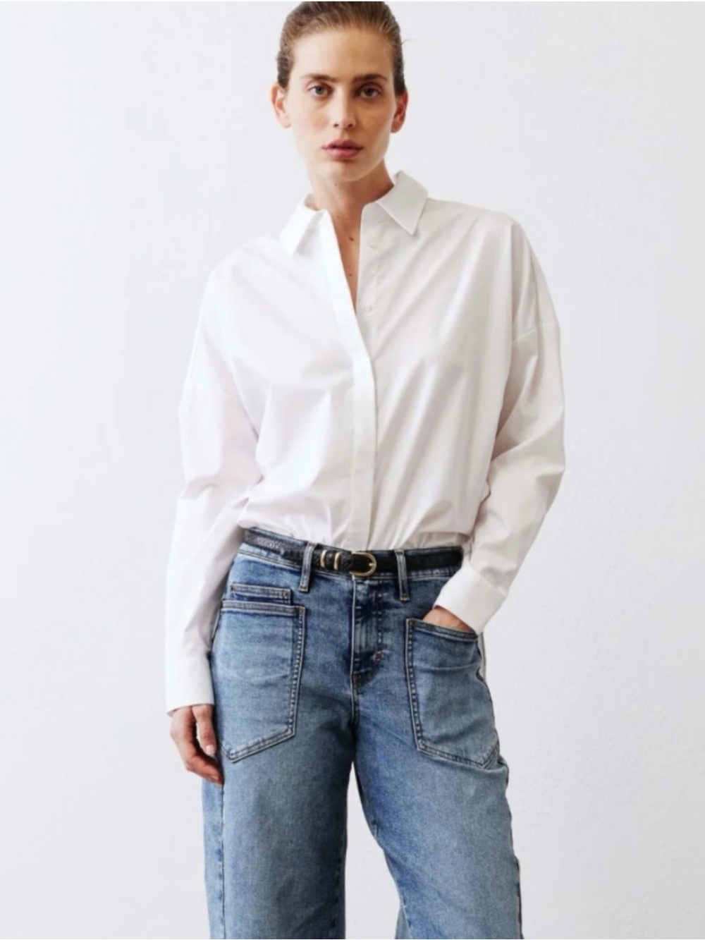 Classic White Button-Down Oversized Shirt for Women